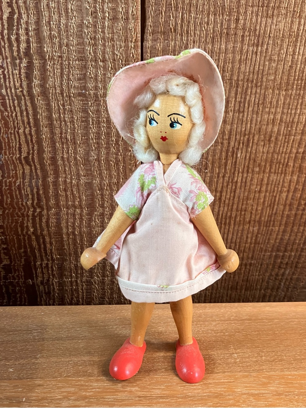 Vintage Wooden Polish Peg Doll Jointed Cozy Winter Outfit